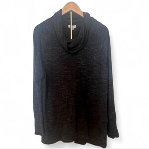 Elaine Rose Black Marled Cowlneck Tunic Top 1X